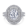 Tonglin Prong Setting Double Halo Oval Sterling Silver Ring