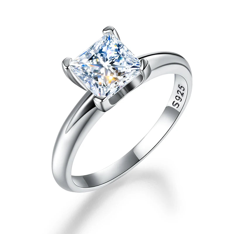 Gra Certified  1  1.2CT Princess Cut Moissanite Diamond Square Ring for Women 925 Sterling Silver Engagement Wedding Fashion Jew