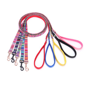 Bohemian Pattern Dog Leash with Engraved Metal Buckle for Outdoor Walking