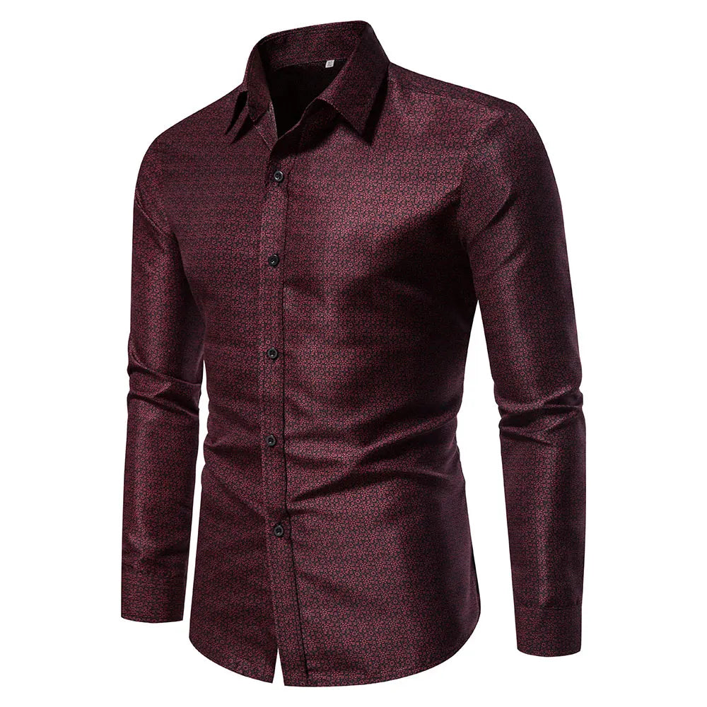 Hot Selling Men's Button Down Shirt Long Sleeve Casual Luxury Print for Spring for Beach Vacation