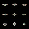 Abiding Wholesale Price Inspired Gold Plated 925 Sterling Silver Natural Green Moss Agate Cubic Zirconia Engagement Bridal Rings