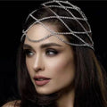Women Multi-layer Mesh Hollow Rhinestone Headpiece Wedding Head Chain Jewelry Luxury Crystal Headband Hair Accessories