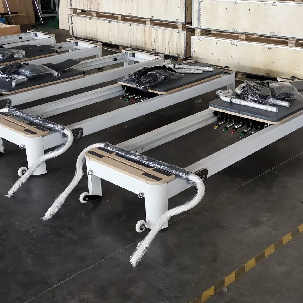 Fitness Pilates Studio Equipment Durable Adjustable Aluminium Pilates Reformer Body Balanced Multifunction Health White