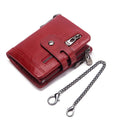 Cow Leather Luxury Purses RFID Casual Card Wallet Leather Female Wallets Vintage Double Chains Lady Wallet