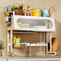 Black Standing Type Dish Drying Rack with Cover over the Sink Metal Kitchen Rack Easy Installation