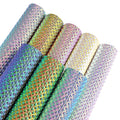 Holographic Plaid Diamond Embossed Cotton Backing Faux Leather for Making Backpack