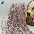Bling Bling Glitter Rose Gold Pink Floral Lily of the Valley Design Crystal Rhinestone Sequins Fabric for Girl Skirts