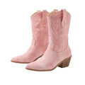 Cowboy Dance Boots for Women 6cm Heels Large Size Embroidered Winter Shoes Festival Party White Red Pink Girl Cowboy Boots
