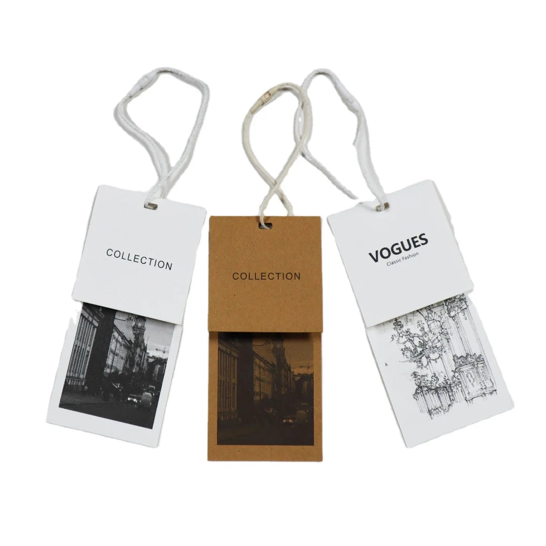 Custom Own Logo Hangtags Printed Wrapping Paper Hang Tag for Clothing Tabs