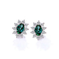 Starsgem 14k White Gold Earring1.5ct Zambia Emerald Oval Cut Sapphire Earring 2.5mm Lab  Diamond Earring Stud