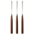 Wholesale Brown Wood Handle Manicure Tools Stainless Steel Spatula Durable Professional Mixing Glue Color Stick Gel UV Nail Art