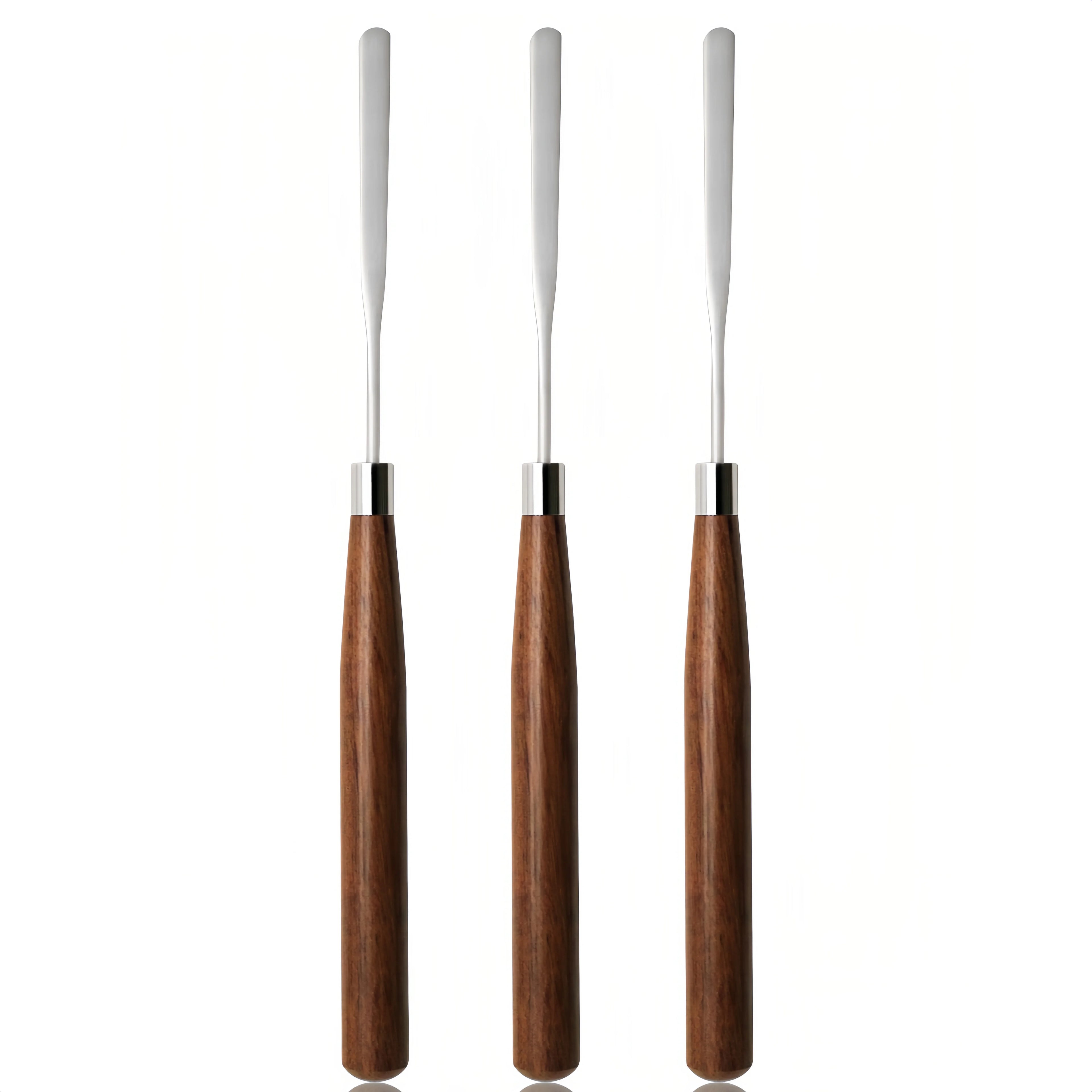 Wholesale Brown Wood Handle Manicure Tools Stainless Steel Spatula Durable Professional Mixing Glue Color Stick Gel UV Nail Art