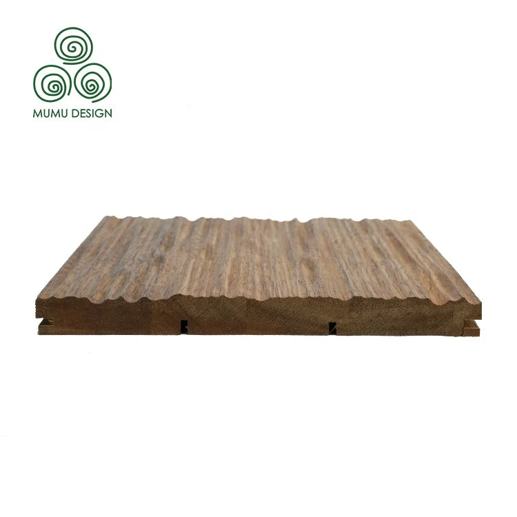 MUMU Easily Installed Tiles Hotel Decoration Pine Wooden Slat Japanese Wall Faux Solid Wood Plank Board