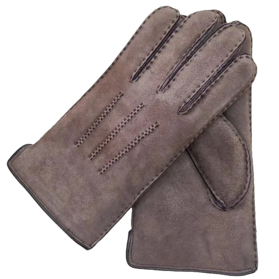 Sample Support Popular Women Men Sheepskin Lamb Fur Gloves Winter Hand Sewing Gloves