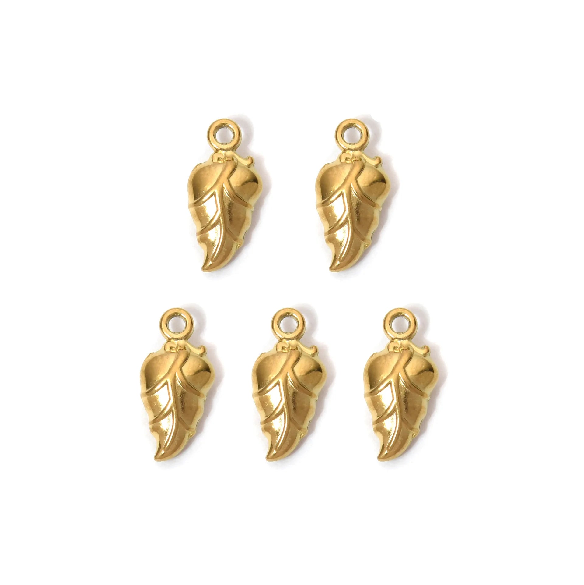 Tarnish Free Stainless Steel PVD 18K Gold Plated Leaf Shape Charm Pendants Necklace Pendants