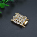 Fashion Design Anti Fading Gold Silver Plated Metal Brass Big Size CZ Pave Rectangle Bracelet Box Clasps for DIY Jewelry Making