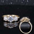 Starsgem 10K Yellow Gold Three Stone HPHT Lab Grown Diamond Wedding Ring