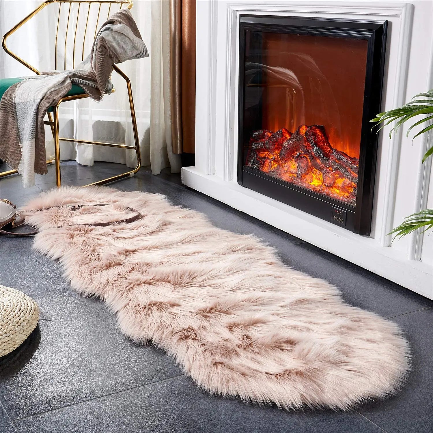 Long Hair Faux Sheepskin Fur Suede Rug Living Room Sofa Kids Room Nersury Shaggy Rugs