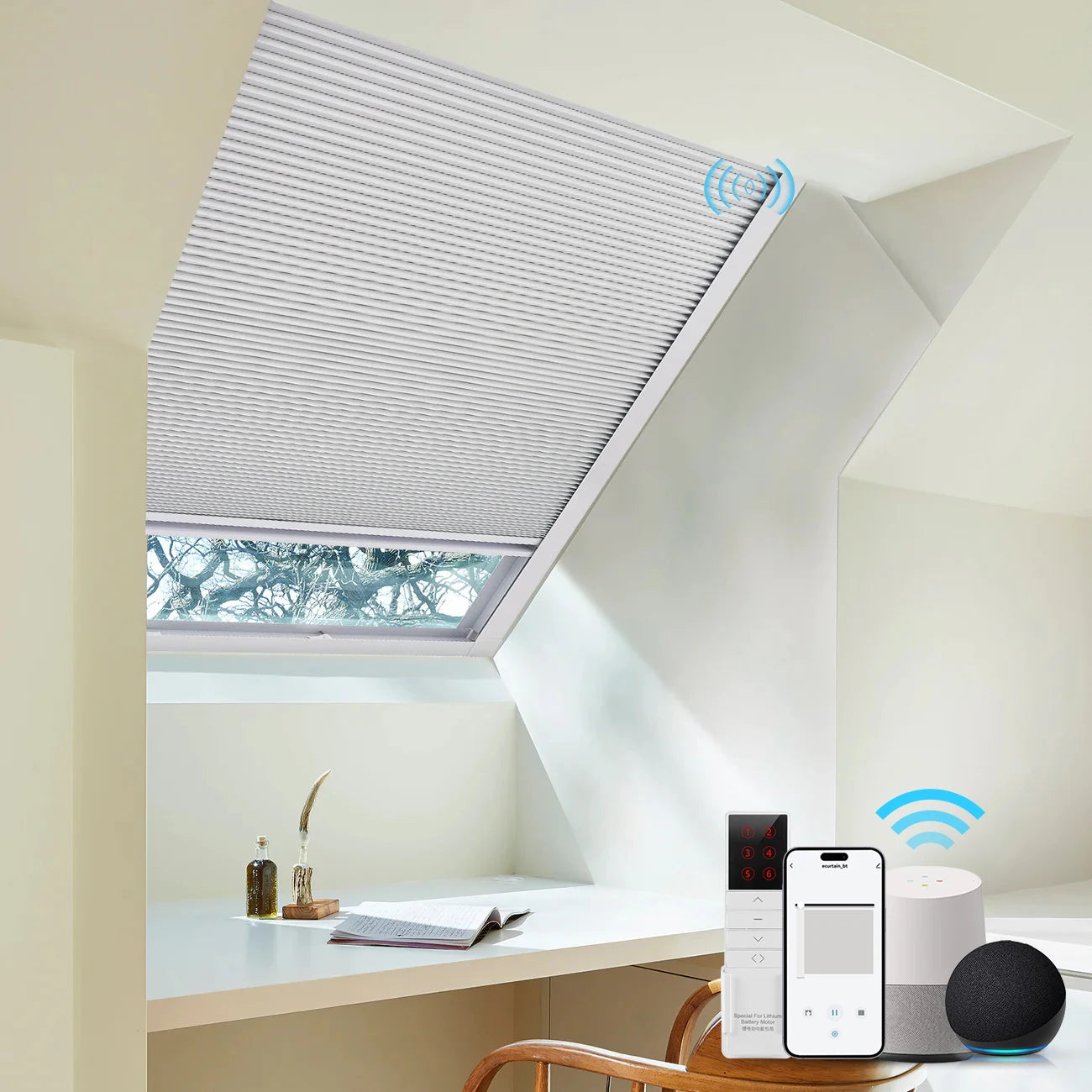 ZSTARR China Manufacturer Eco-friendly Motorized Smart Window Blackout Fabric Honeycomb Blinds Cellular Skylight Shade for Home
