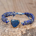 Natural Lapis Lazuli Stone Bracelet for Women Men Jewelry Double-layer Braided Handwoven Heart Charm Gemstone Beaded Bracelet