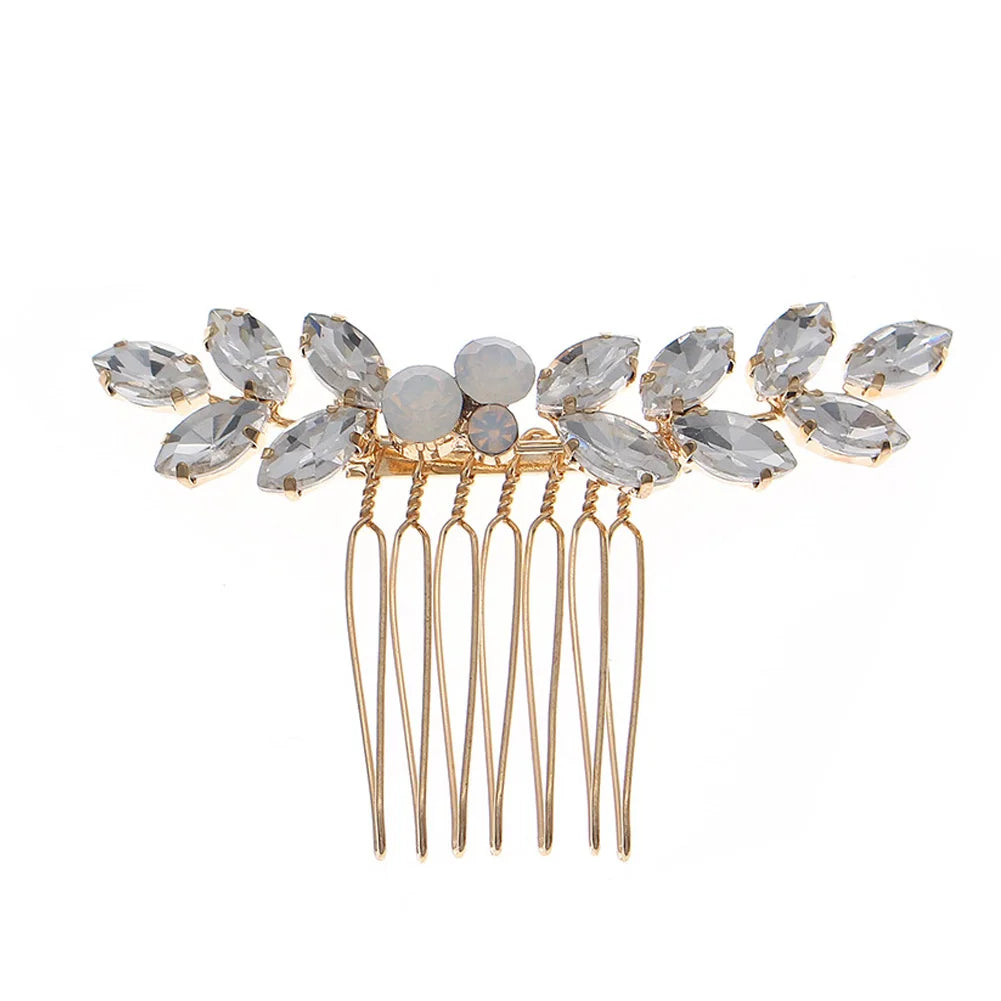 Small Gold Rhinestone Handmade Bridal Hairclip Headpieces Hair Comb for Wedding Bridal Sets