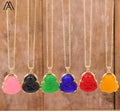 Unisex Fashion Jewelry Necklace with Gold Plated Laughing Buddha Pendant Crystal Glass Charm for Mothers Wedding Gift