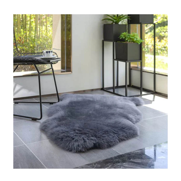 Sample Support Best Sell OEKO-TEX Home Use Safe Australian Sheepskin Throw Rug Grey Snow Tips Color Real Sheep Fur Blanket