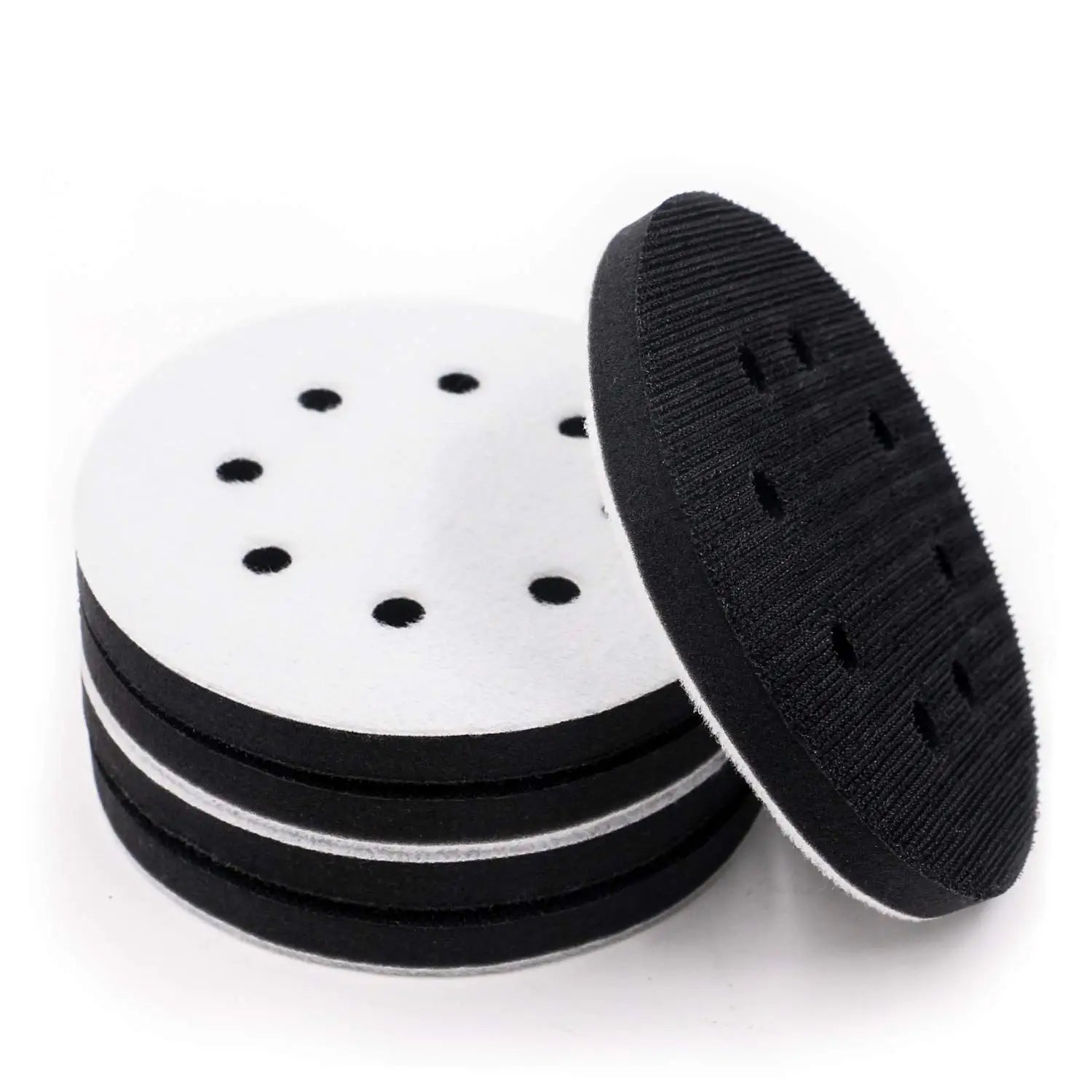 6 Inch 8 Hole Hook and Loop 10mm Medium Hardness Sponge Soft Interface Pad for Polishing Grinding Power Tools Accessories
