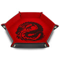 Hot Sell High Quality Factory Manufacturer Double Sided Folding PU Leather Soft Suede Dice Holder Tray Hexagon Game Storage Tray
