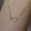 Korean Cute Fashion Pure 925 Sterling Silver Clavicle Chain Zircon Flowers Pendant Necklace for Women Jewelry