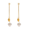 J&D Polished Heart Tassel Dangle Earrings for Women 18k Gold Plated Stainless Steel Gold and Silver Minimalist Jewelry Pair