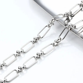 Handmade Stainless Steel Silver Knot Chains Waterproof Non-Allergic Oval Shape Choker for Jewelry Jewelry Findings Components