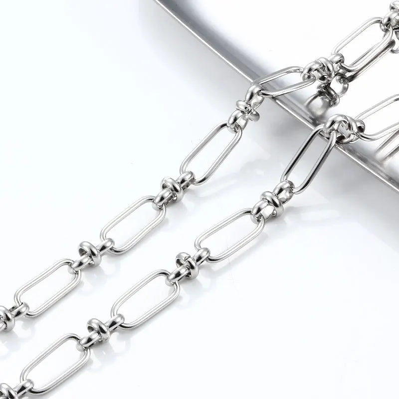 Handmade Stainless Steel Silver Knot Chains Waterproof Non-Allergic Oval Shape Choker for Jewelry Jewelry Findings Components