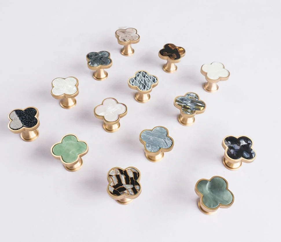 Hot Sale Flower Style Drawer Kitchen Cabinet Handle Brass Door Knobs