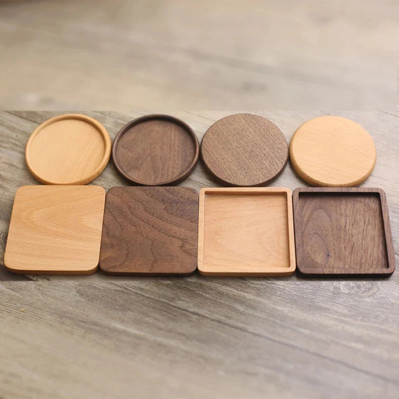 Customized Logo Durable Wood Coasters Placemats Round Square Heat Resistant Drink Mat Table Tea Coffee Cup Mat Insulation Pad