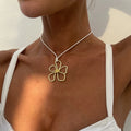 Minimalist Design Metal Hollow Flower Necklace for Women Cute Ladies Rope Choker Daily Wearing Fashion Jewelry Accessories Gifts