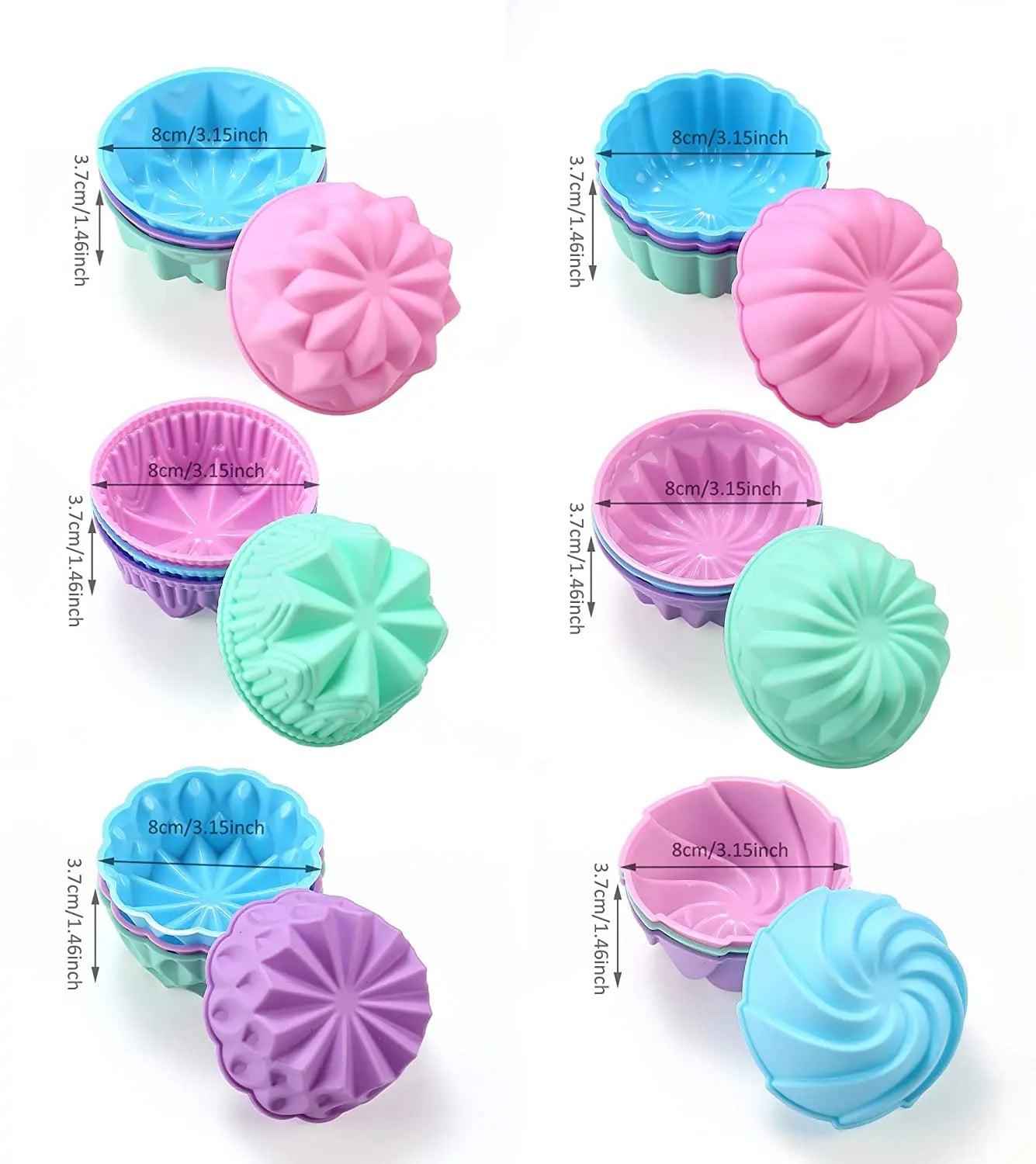 Pastry Muffin Molds Easy Clean Reusable Cupcake Silicone Cupcake Liners