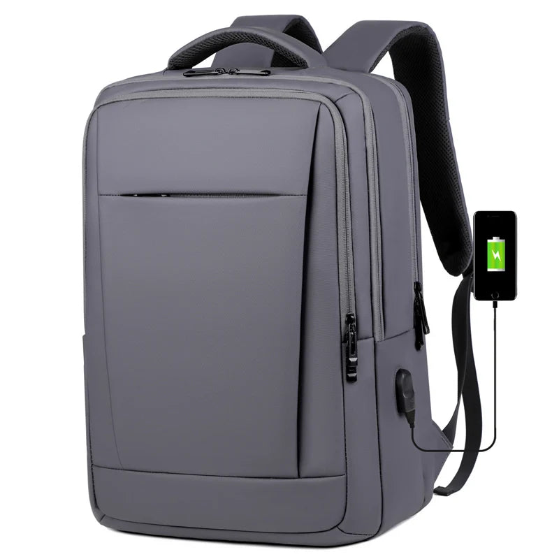 Fashion Business Laptop Backpack Waterproof Anti-Theft Large Capacity USB Charger Multi-Function Unisex