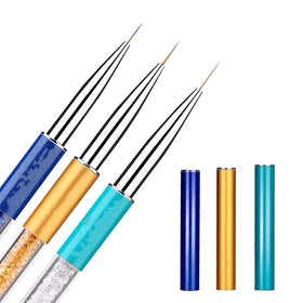 3pcs Nail Art Liner Brush Set 7/9/11mm Long Lines Details Fine Designs