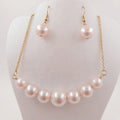 JX184 Pearl Jewelry Set Stud Earrings Bean Necklace with 10mm -14mm Shell Pearls 15 Colors Available Ready to Ship