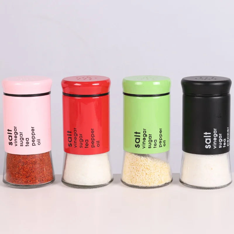 Empty Round Transparent 5oz 150ml Flavoring Salt Pepper Powder BBQ Seasoning Glass Bottle Set Screw Lid Screen Printing Carton