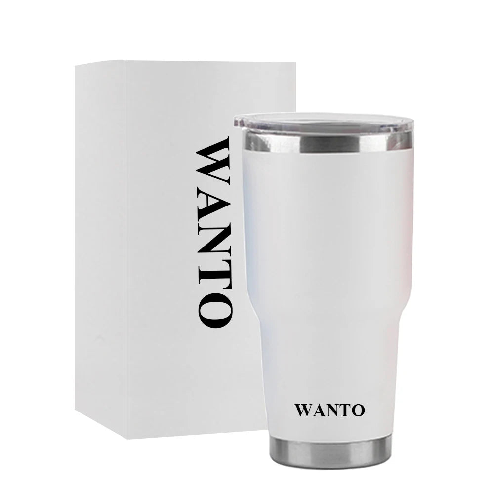 Wanto 20oz 30oz 2025 Top Ranking Stainless Steel Christmas White Powder Coated Vacuum Insulated Wine Tumbler for Sale