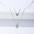Hamsa Hand Charm E Vil Eye Pendant Double Layer Necklace Chocker Necklace Silver 925 Necklace Fashion Jewelry