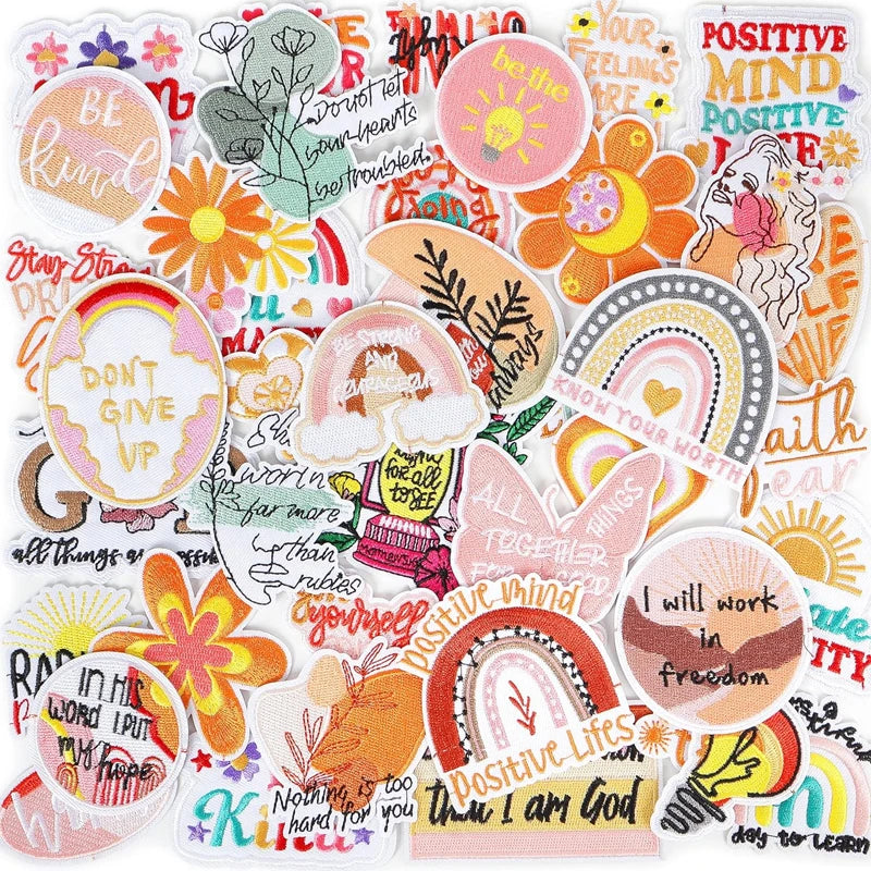 Religious Girly Trucker Hat Patches Iron on Embroidery Patch Positive Motivational Quotes Applique Patches for Clothing Jackets