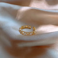 Anel Feminino Women's Banquet Jewelry Gold Plated Heart Shaped Opening Ring Simple Hollow Heart Finger Ring Anel