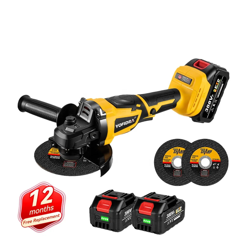 Yofidra 125mm M14 Brushless Angle Grinder 12000Rpm 18V 3 Gears Cordless Electric Impact Grinding Tool for Makita 18V Battery