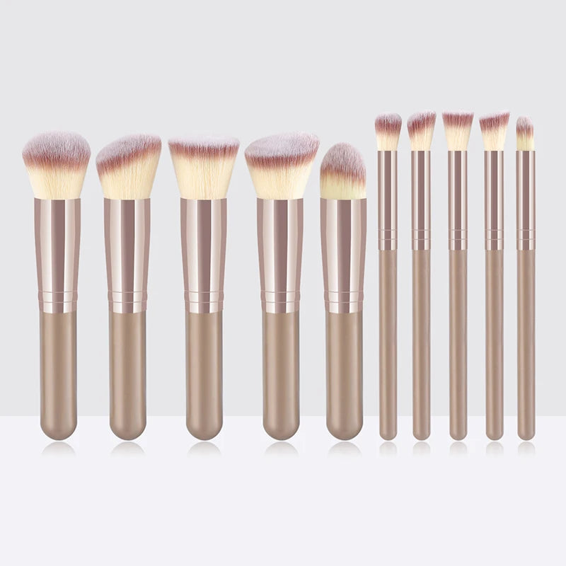 Wholesale Custom Logo Luxury 10 Pcs Professional Makeup Brush Set Tool Private Label Make up Brushes Set with Bag