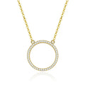 925 Sterling Silver Necklace for Women Gold Plated Aaa Cubic Zirconia Circle Pendant Chic Diamond Chains for Party Occasions
