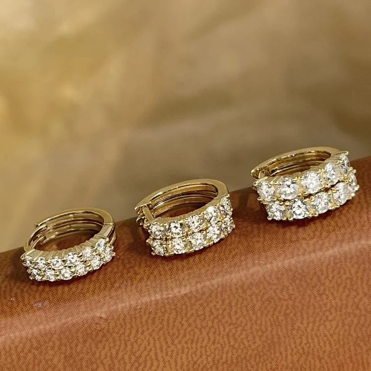 RUYI Unisex 14K Gold Hoop Earrings with Lab Diamond Classic Style Party Anniversary Engagement Gifts