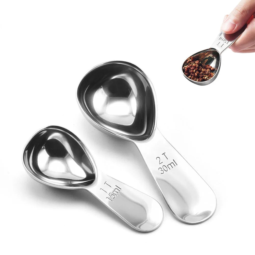 Kitchen Measuring Tools 15ml 30ml  Sugar Tea Coffee Spoons Silver 304 Stainless Steel Tablespoon Measuring Spoons for Kitchen